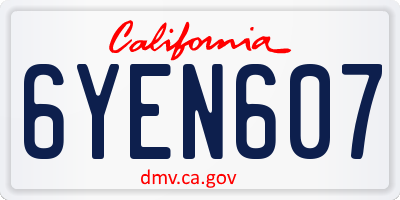 CA license plate 6YEN607