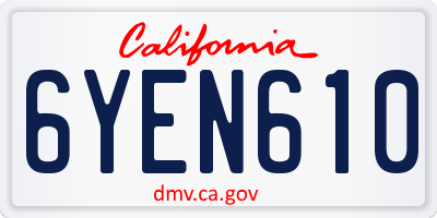 CA license plate 6YEN610
