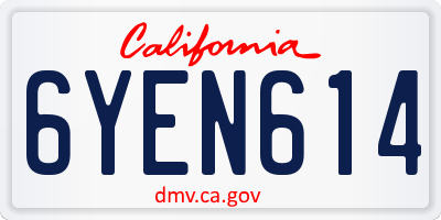 CA license plate 6YEN614