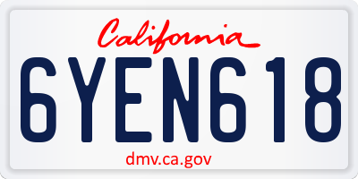 CA license plate 6YEN618