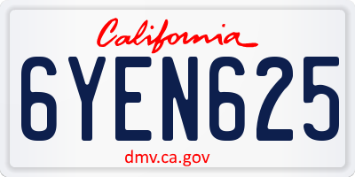 CA license plate 6YEN625