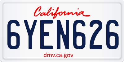 CA license plate 6YEN626