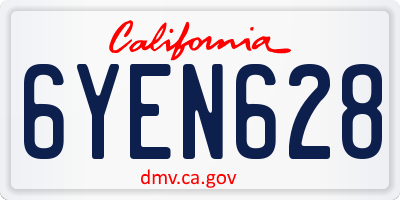 CA license plate 6YEN628