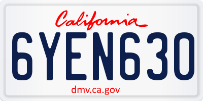 CA license plate 6YEN630