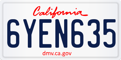 CA license plate 6YEN635