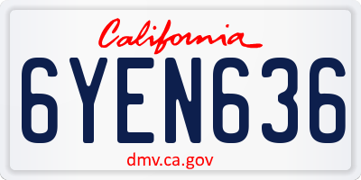 CA license plate 6YEN636