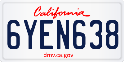 CA license plate 6YEN638