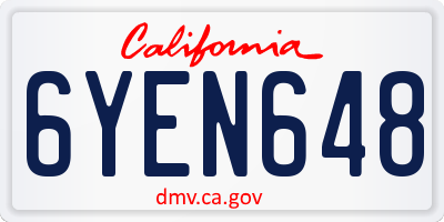 CA license plate 6YEN648