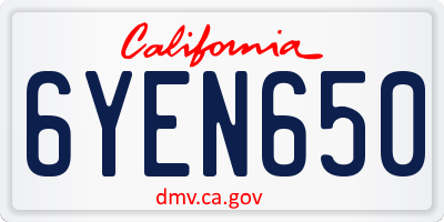 CA license plate 6YEN650