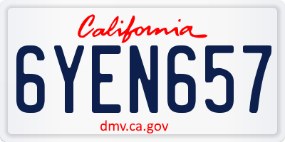 CA license plate 6YEN657