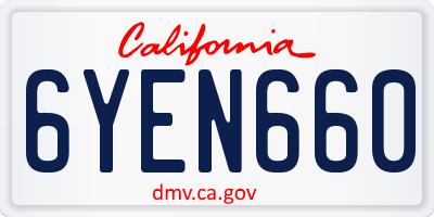 CA license plate 6YEN660