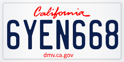 CA license plate 6YEN668