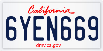 CA license plate 6YEN669