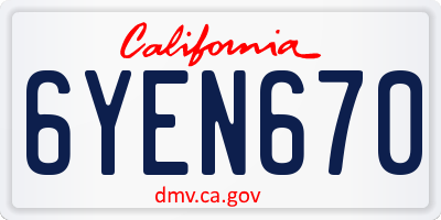 CA license plate 6YEN670