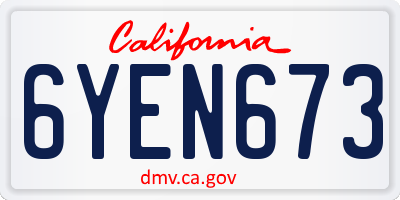 CA license plate 6YEN673