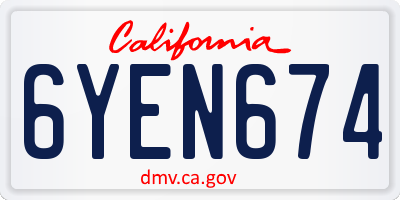 CA license plate 6YEN674