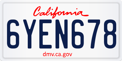 CA license plate 6YEN678