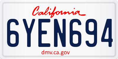 CA license plate 6YEN694