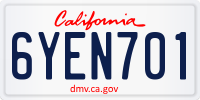 CA license plate 6YEN701