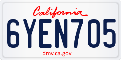 CA license plate 6YEN705