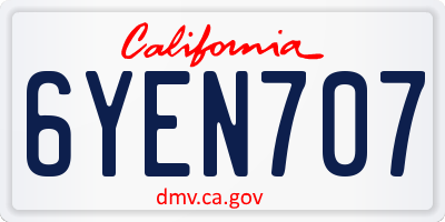 CA license plate 6YEN707