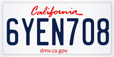 CA license plate 6YEN708