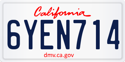 CA license plate 6YEN714