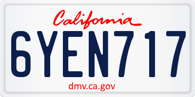 CA license plate 6YEN717