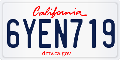 CA license plate 6YEN719