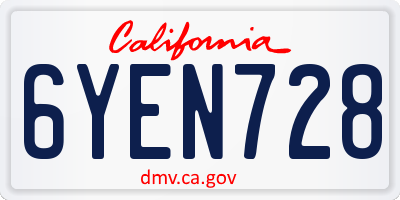 CA license plate 6YEN728
