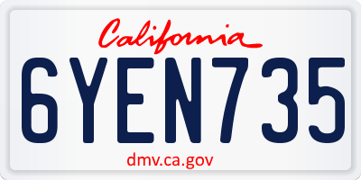 CA license plate 6YEN735