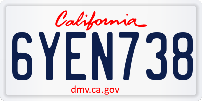 CA license plate 6YEN738