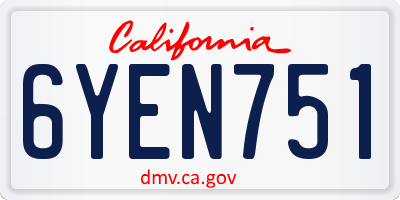 CA license plate 6YEN751