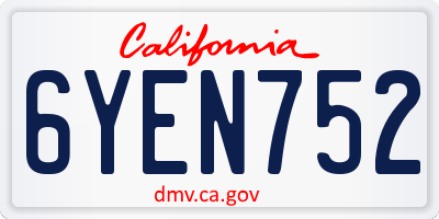 CA license plate 6YEN752