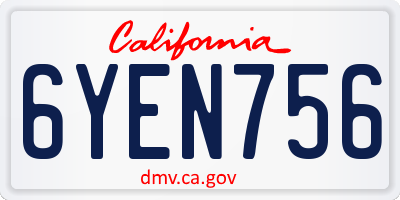 CA license plate 6YEN756