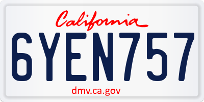 CA license plate 6YEN757