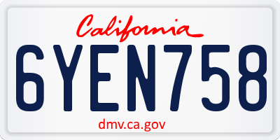 CA license plate 6YEN758