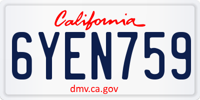 CA license plate 6YEN759