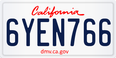 CA license plate 6YEN766