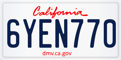 CA license plate 6YEN770