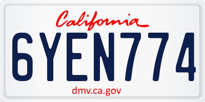 CA license plate 6YEN774