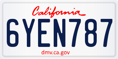CA license plate 6YEN787