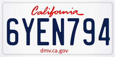 CA license plate 6YEN794