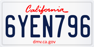 CA license plate 6YEN796