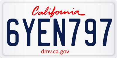 CA license plate 6YEN797