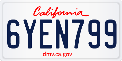 CA license plate 6YEN799