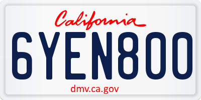 CA license plate 6YEN800