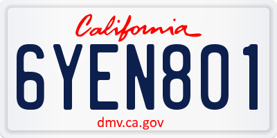 CA license plate 6YEN801