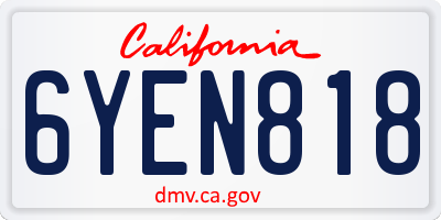 CA license plate 6YEN818