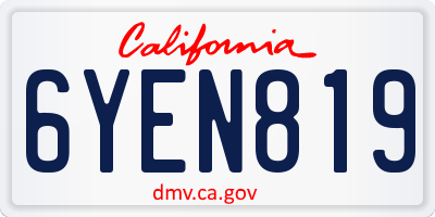 CA license plate 6YEN819
